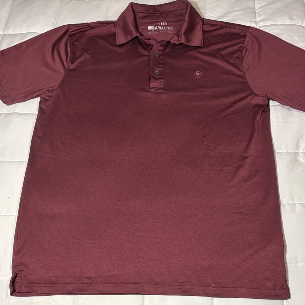 Ariat ARIATTEK Burgundy Polo Shirt - Picture 2 of 10